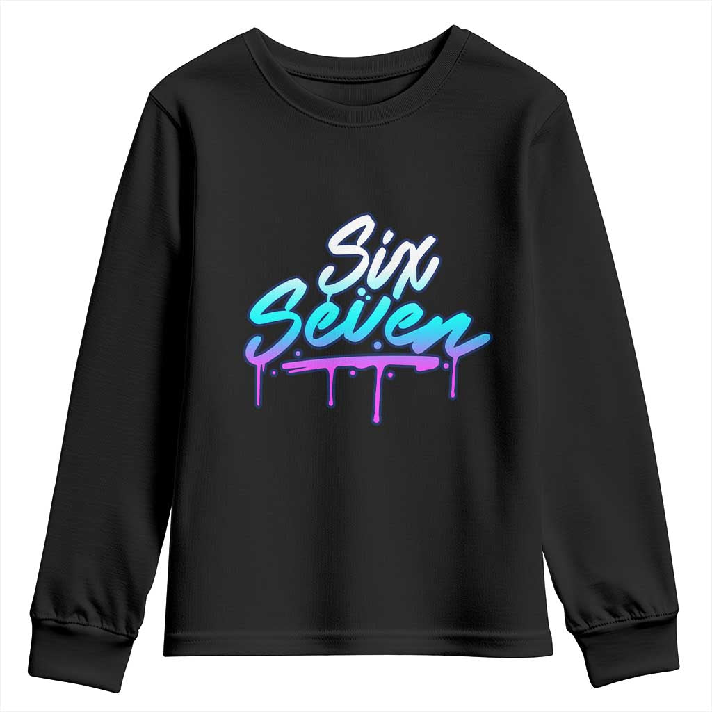 Fun Six Seven Youth Sweatshirt Funny 6 7 Meme Gen Alpha Slang Streetwear Gradient - Wonder Print Shop