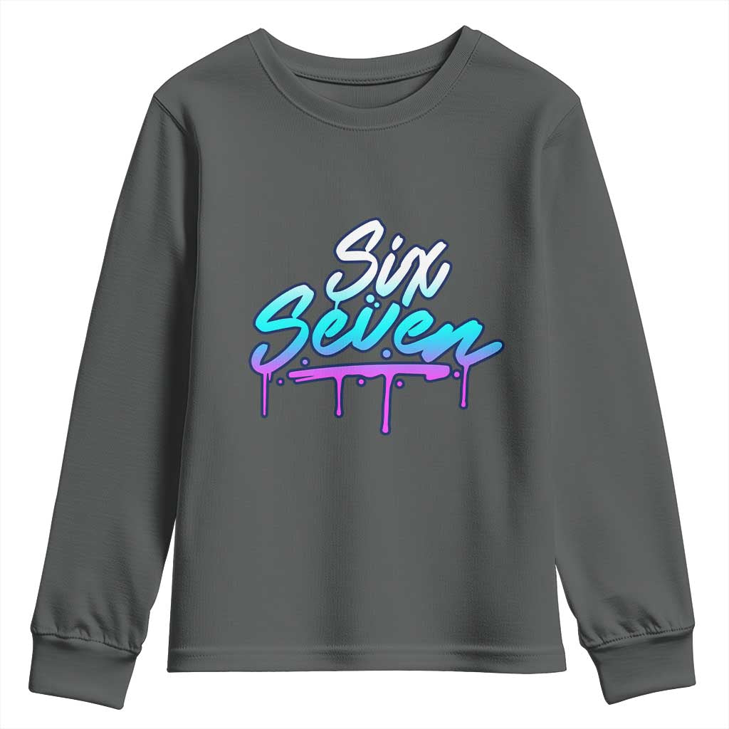 Fun Six Seven Youth Sweatshirt Funny 6 7 Meme Gen Alpha Slang Streetwear Gradient - Wonder Print Shop