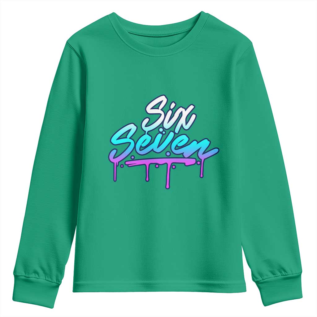 Fun Six Seven Youth Sweatshirt Funny 6 7 Meme Gen Alpha Slang Streetwear Gradient - Wonder Print Shop