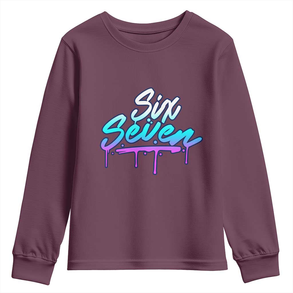 Fun Six Seven Youth Sweatshirt Funny 6 7 Meme Gen Alpha Slang Streetwear Gradient - Wonder Print Shop