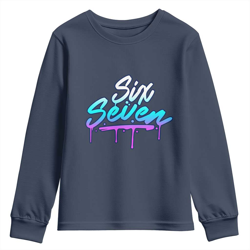 Fun Six Seven Youth Sweatshirt Funny 6 7 Meme Gen Alpha Slang Streetwear Gradient - Wonder Print Shop