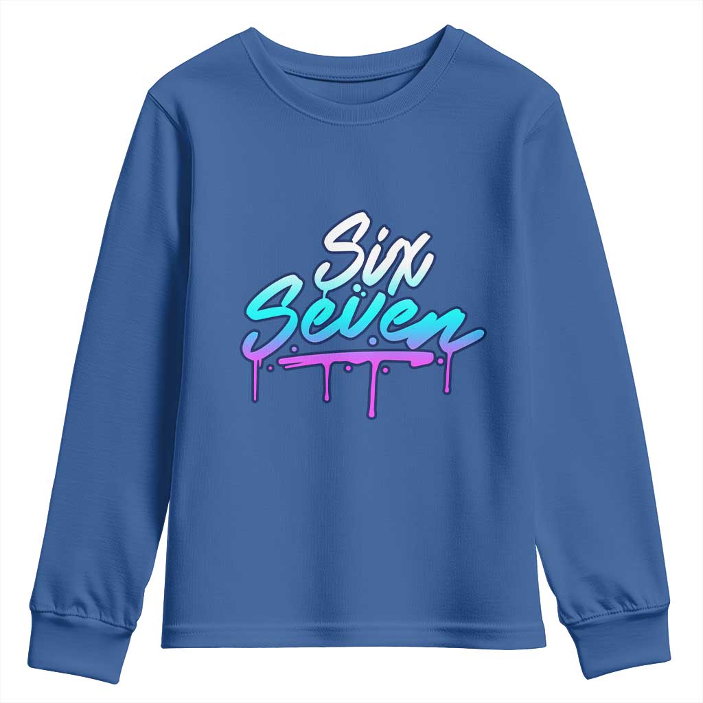 Fun Six Seven Youth Sweatshirt Funny 6 7 Meme Gen Alpha Slang Streetwear Gradient - Wonder Print Shop