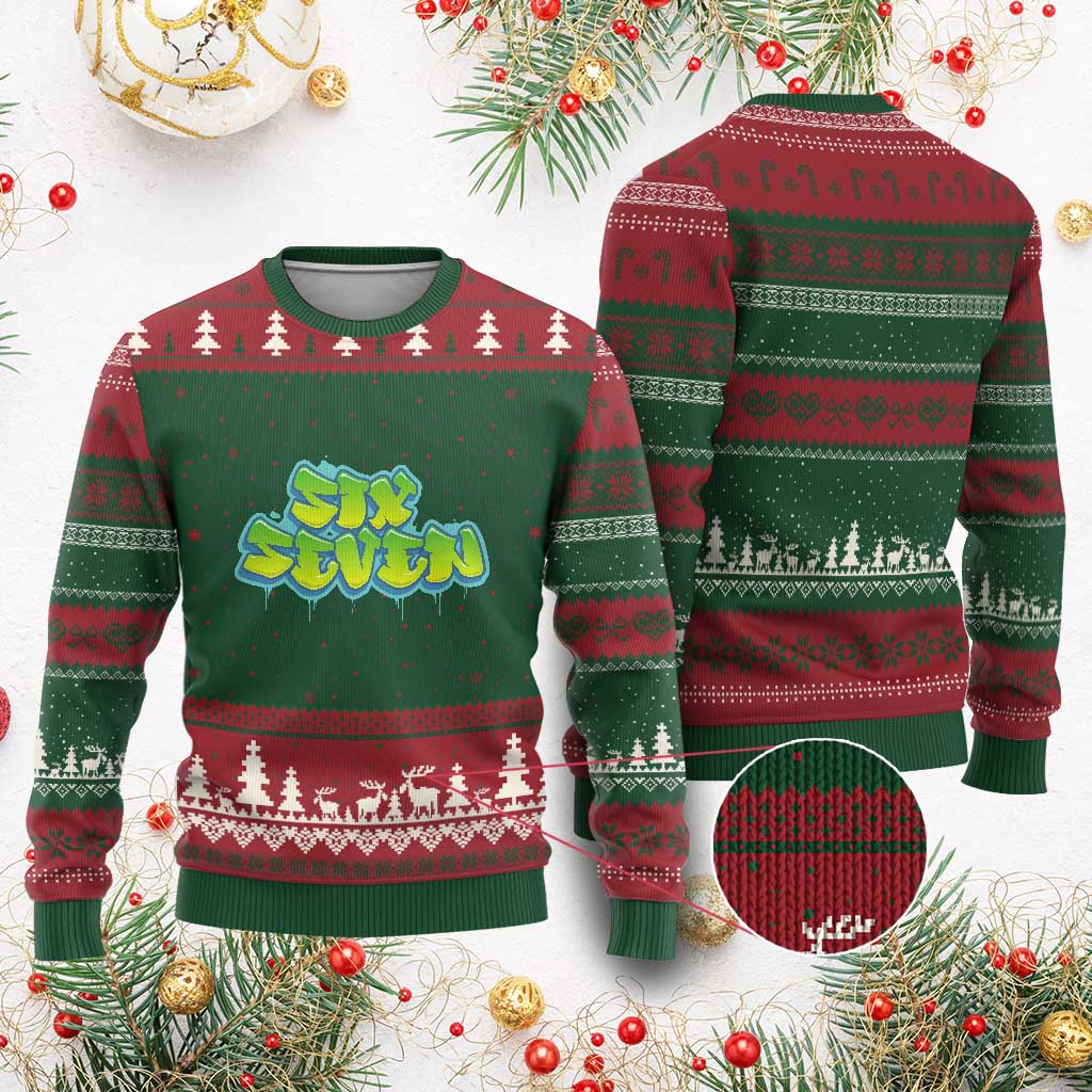 67 Meme Ugly Christmas Sweater Six Seven Funny Gen Alpha Slang Saying - Wonder Print Shop
