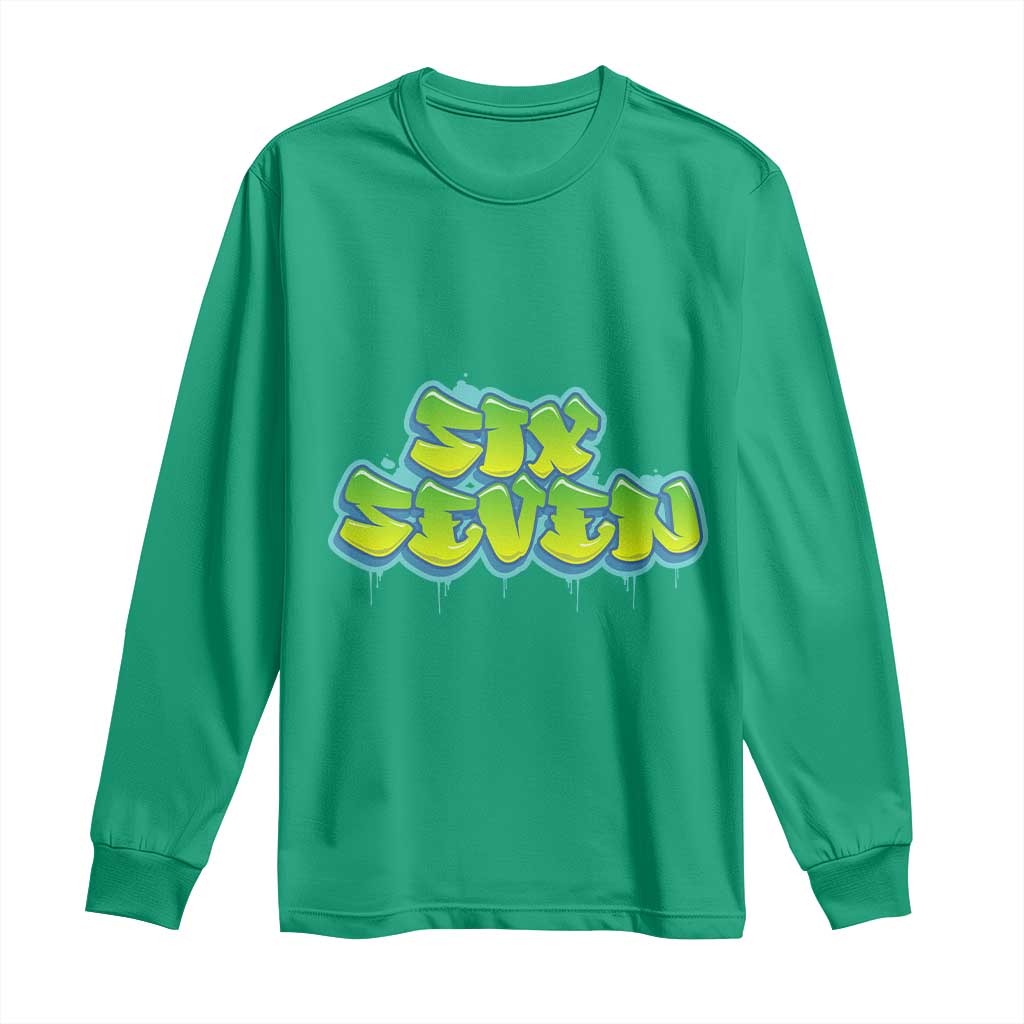 67 Meme Long Sleeve Shirt Six Seven Funny Gen Alpha Slang Saying - Wonder Print Shop