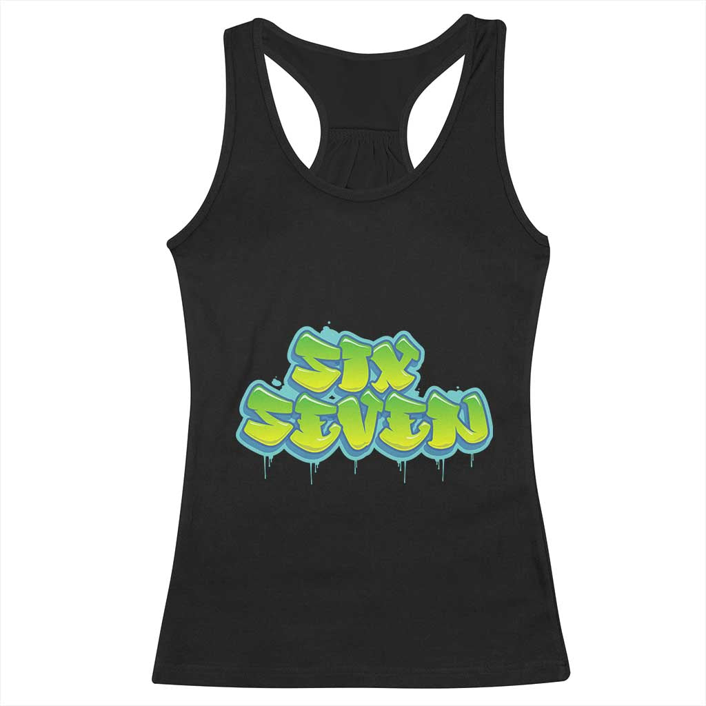 67 Meme Racerback Tank Top Six Seven Funny Gen Alpha Slang Saying - Wonder Print Shop
