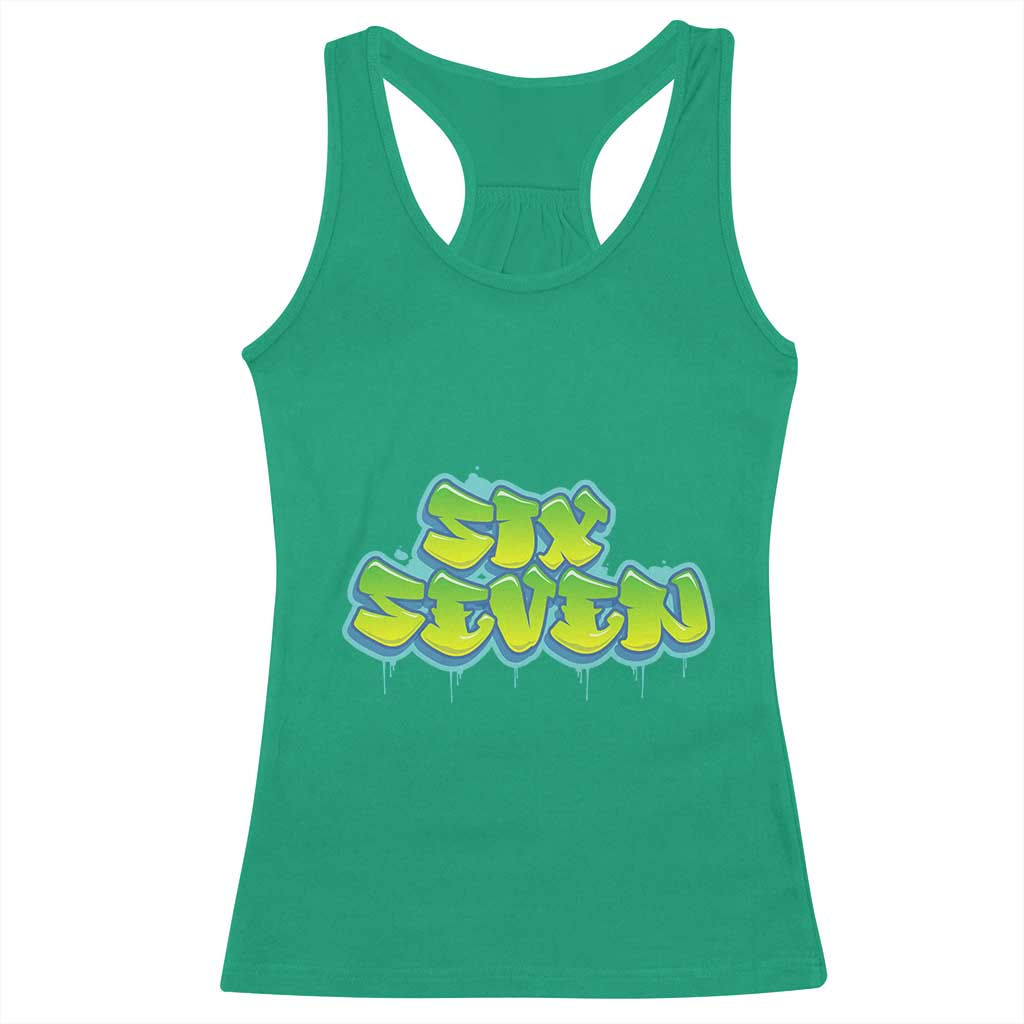 67 Meme Racerback Tank Top Six Seven Funny Gen Alpha Slang Saying - Wonder Print Shop
