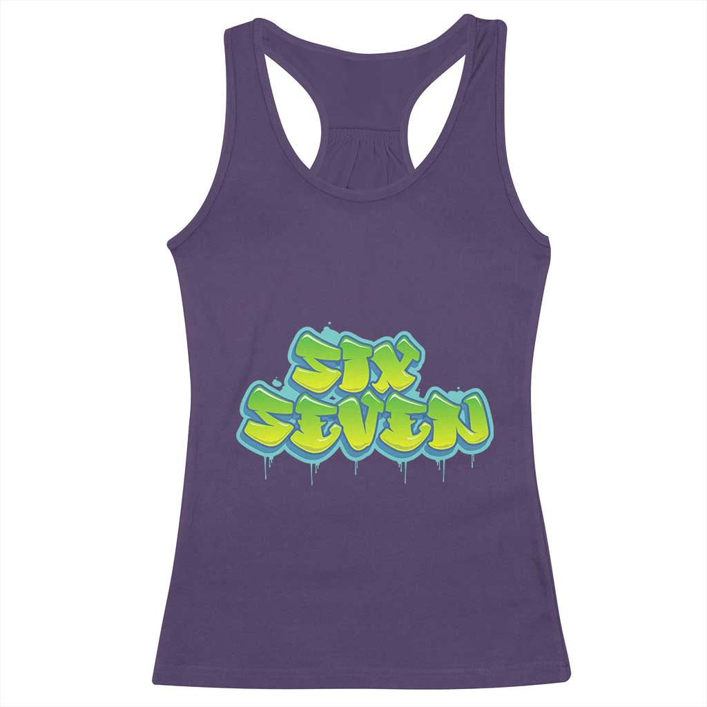 67 Meme Racerback Tank Top Six Seven Funny Gen Alpha Slang Saying - Wonder Print Shop