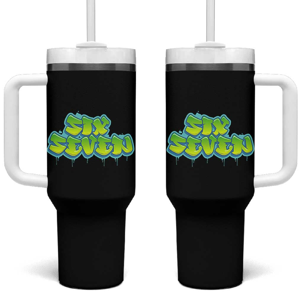 67 Meme Tumbler With Handle Six Seven Funny Gen Alpha Slang Saying - Wonder Print Shop