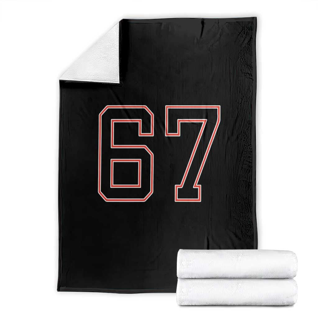 Number 67 Meme Throw Blanket Funny Six Seven Varsity Sports Team Jersey - Wonder Print Shop