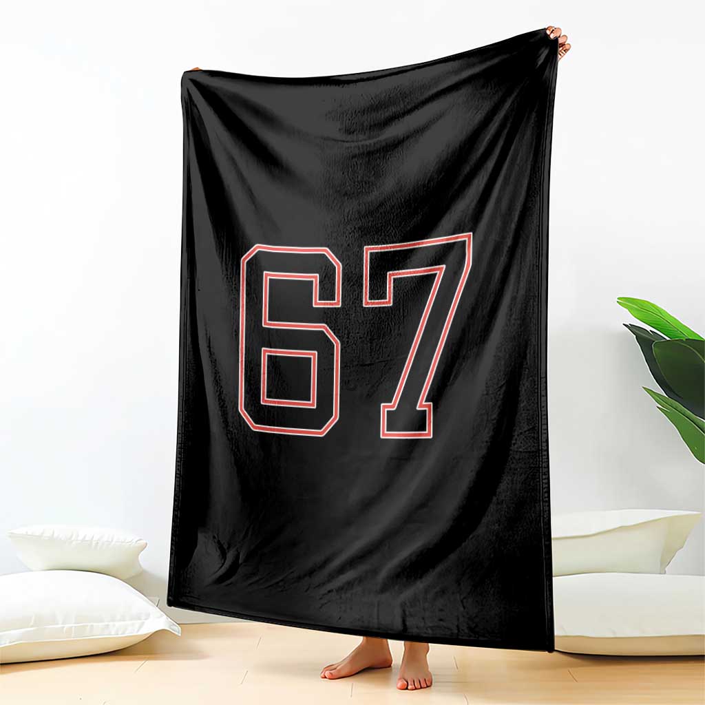 Number 67 Meme Throw Blanket Funny Six Seven Varsity Sports Team Jersey - Wonder Print Shop