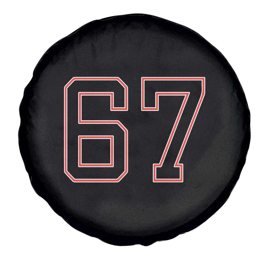 Number 67 Meme Spare Tire Cover Funny Six Seven Varsity Sports Team Jersey - Wonder Print Shop