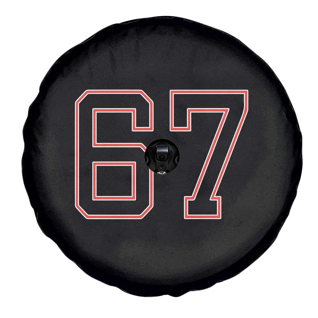 Number 67 Meme Spare Tire Cover Funny Six Seven Varsity Sports Team Jersey - Wonder Print Shop