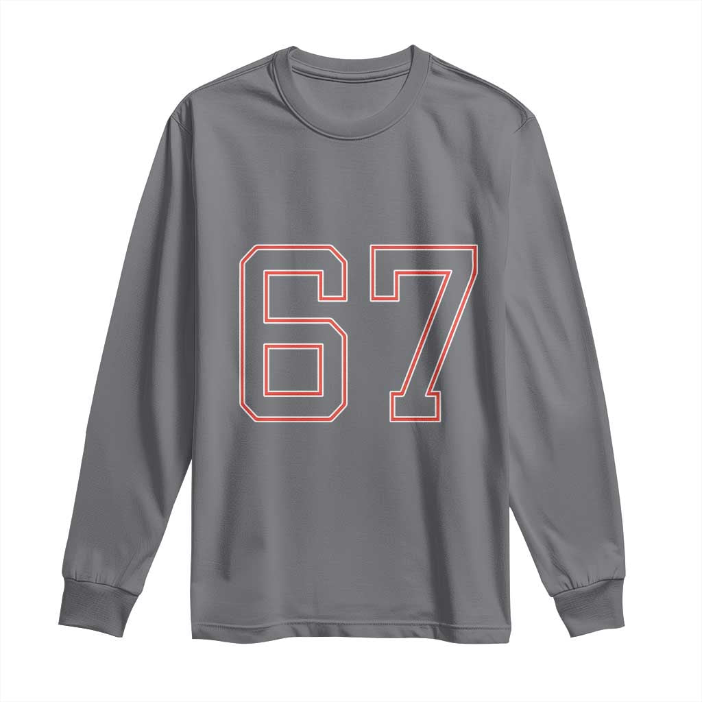 Number 67 Meme Long Sleeve Shirt Funny Six Seven Varsity Sports Team Jersey - Wonder Print Shop