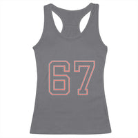 Number 67 Meme Racerback Tank Top Funny Six Seven Varsity Sports Team Jersey - Wonder Print Shop
