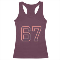 Number 67 Meme Racerback Tank Top Funny Six Seven Varsity Sports Team Jersey - Wonder Print Shop