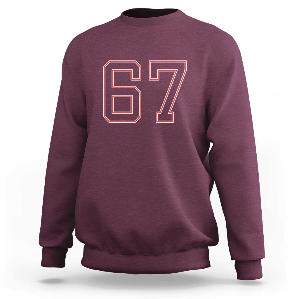 Number 67 Meme Sweatshirt Funny Six Seven Varsity Sports Team Jersey - Wonder Print Shop
