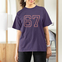 Number 67 Meme T Shirt For Women Funny Six Seven Varsity Sports Team Jersey - Wonder Print Shop