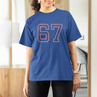 Number 67 Meme T Shirt For Women Funny Six Seven Varsity Sports Team Jersey - Wonder Print Shop