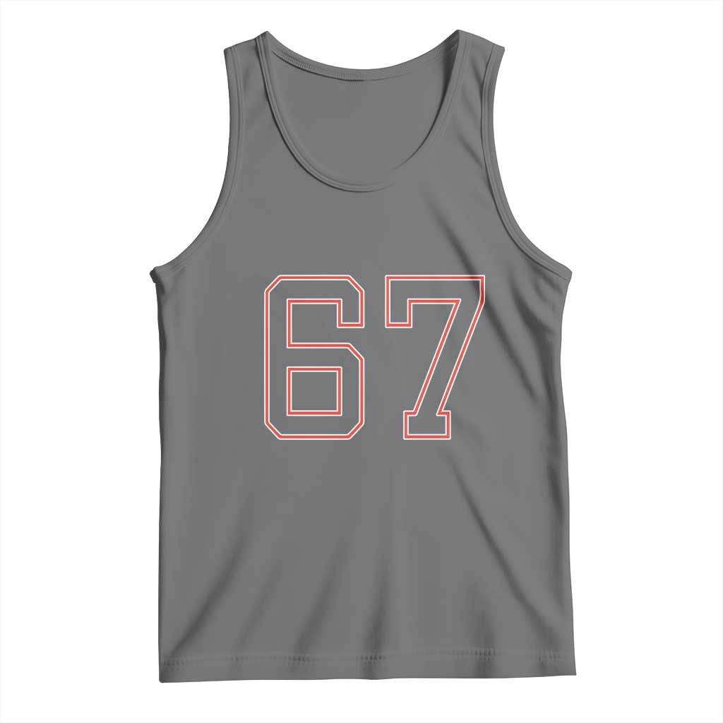 Number 67 Meme Tank Top Funny Six Seven Varsity Sports Team Jersey - Wonder Print Shop