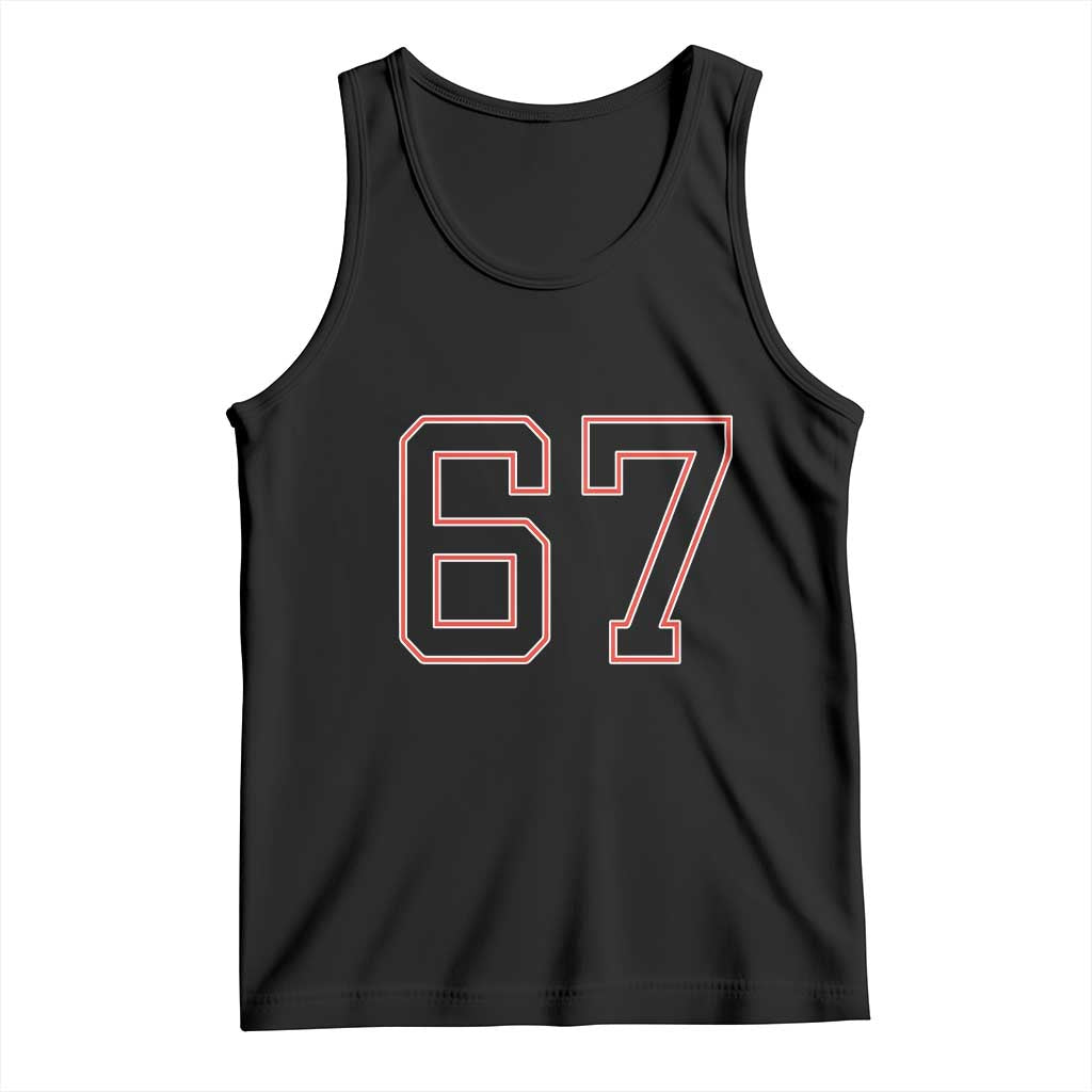 Number 67 Meme Tank Top Funny Six Seven Varsity Sports Team Jersey - Wonder Print Shop