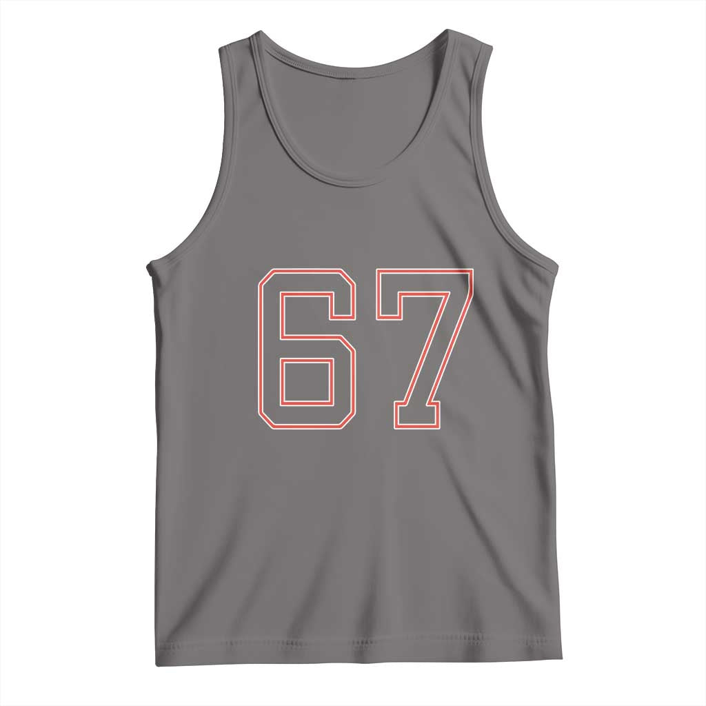 Number 67 Meme Tank Top Funny Six Seven Varsity Sports Team Jersey - Wonder Print Shop