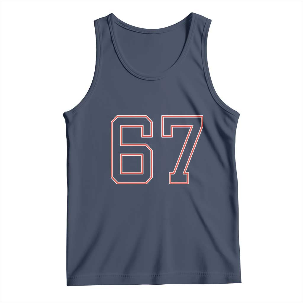 Number 67 Meme Tank Top Funny Six Seven Varsity Sports Team Jersey - Wonder Print Shop