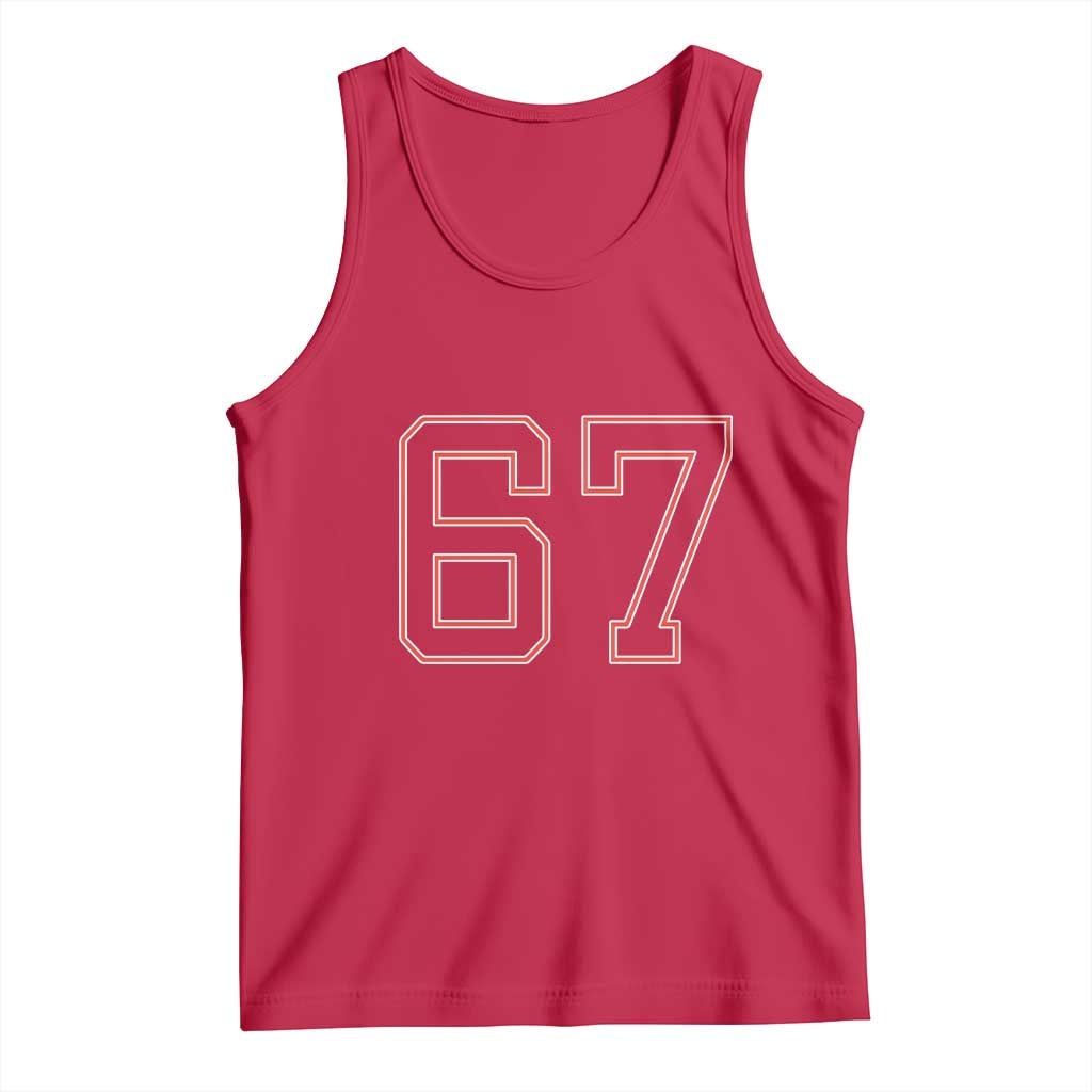 Number 67 Meme Tank Top Funny Six Seven Varsity Sports Team Jersey - Wonder Print Shop