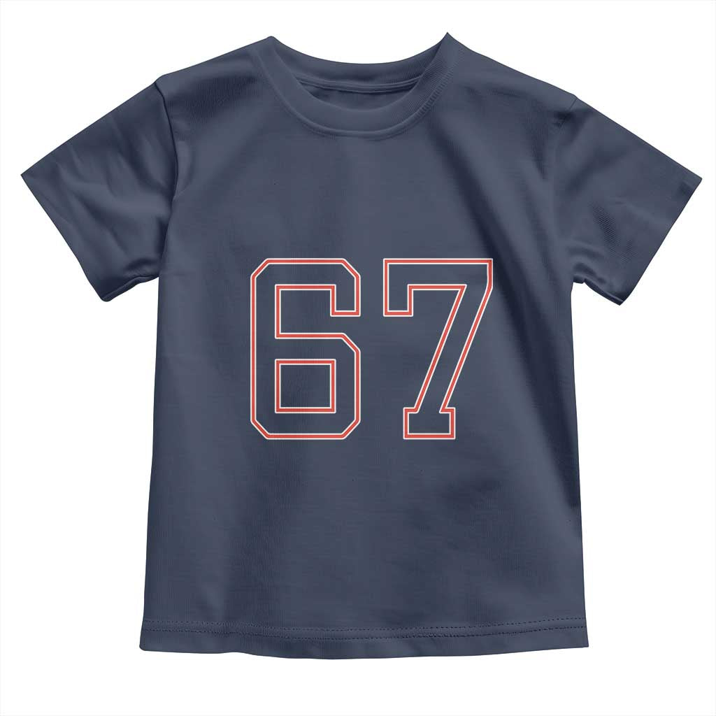 Number 67 Meme Toddler T Shirt Funny Six Seven Varsity Sports Team Jersey - Wonder Print Shop