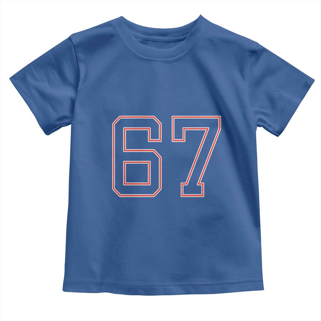 Number 67 Meme Toddler T Shirt Funny Six Seven Varsity Sports Team Jersey - Wonder Print Shop