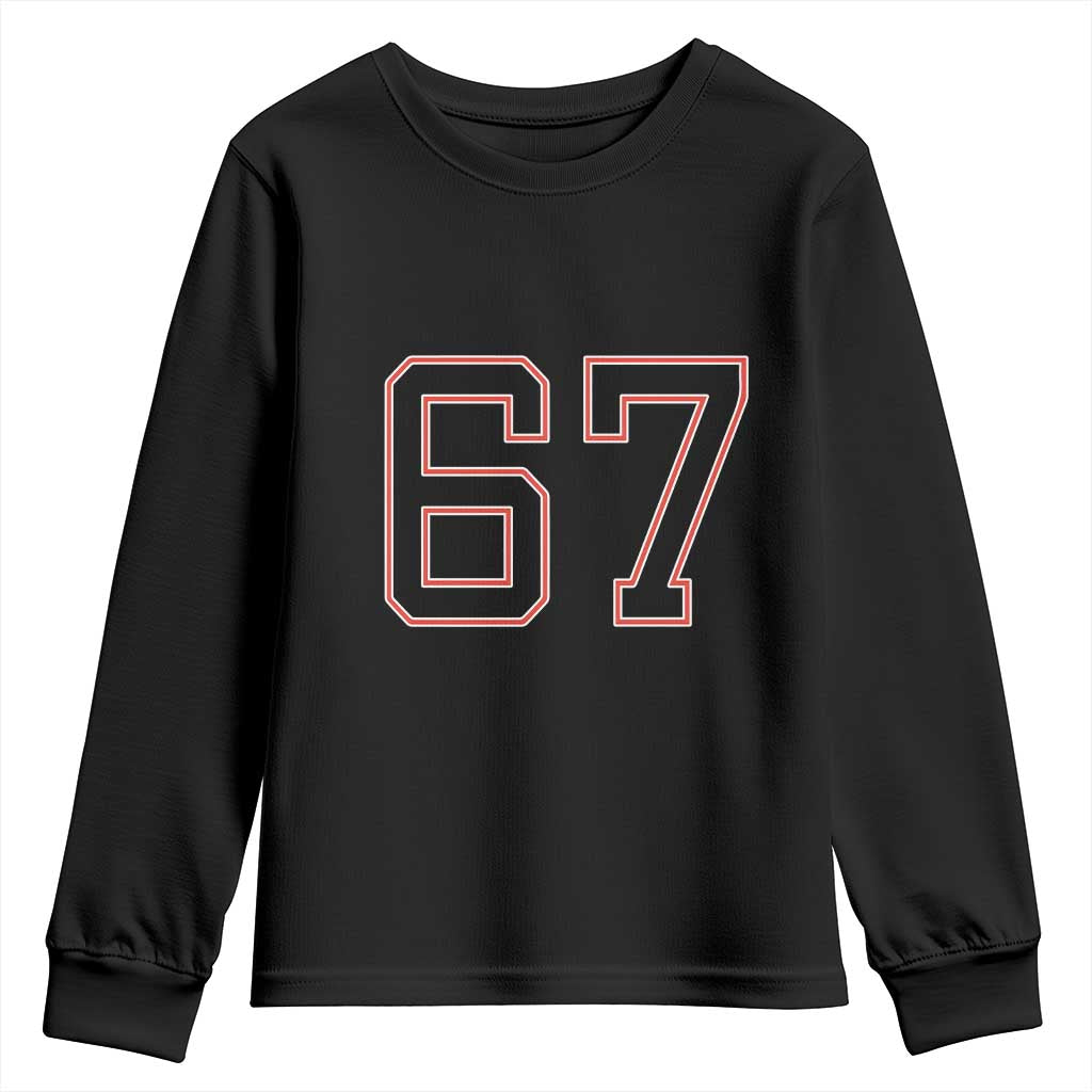 Number 67 Meme Youth Sweatshirt Funny Six Seven Varsity Sports Team Jersey - Wonder Print Shop