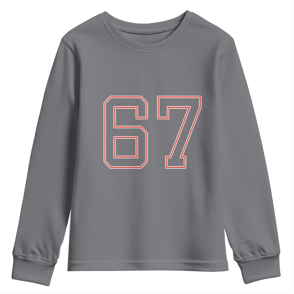 Number 67 Meme Youth Sweatshirt Funny Six Seven Varsity Sports Team Jersey - Wonder Print Shop