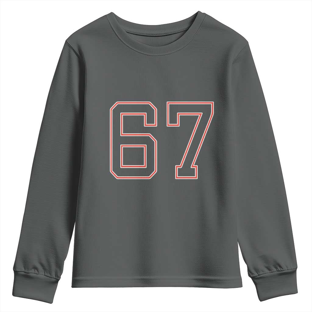 Number 67 Meme Youth Sweatshirt Funny Six Seven Varsity Sports Team Jersey - Wonder Print Shop