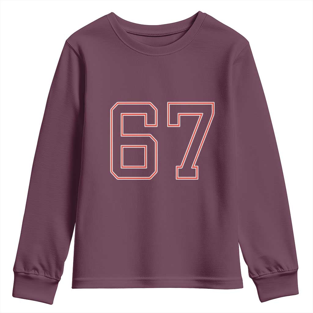 Number 67 Meme Youth Sweatshirt Funny Six Seven Varsity Sports Team Jersey - Wonder Print Shop