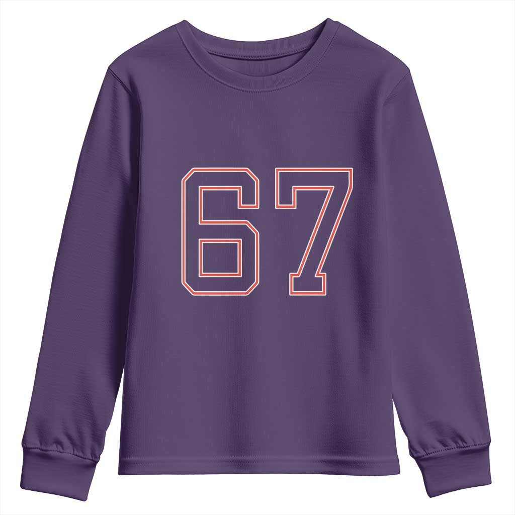 Number 67 Meme Youth Sweatshirt Funny Six Seven Varsity Sports Team Jersey - Wonder Print Shop