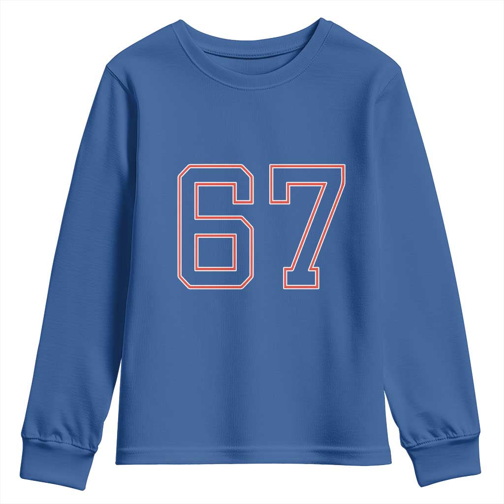 Number 67 Meme Youth Sweatshirt Funny Six Seven Varsity Sports Team Jersey - Wonder Print Shop