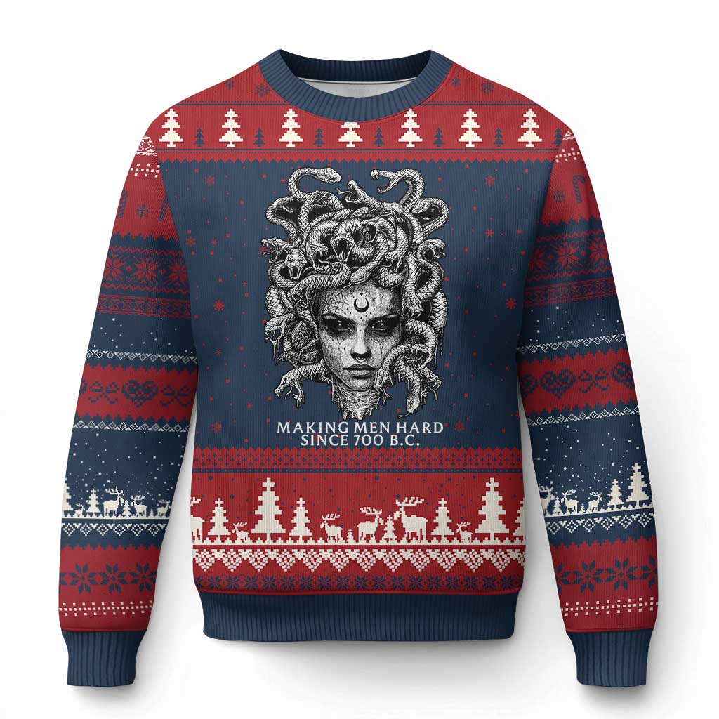Funny Feminist Medusa Ugly Christmas Sweater Making Men Hard Since 700 B.C Dark Myth Ancient - Wonder Print Shop