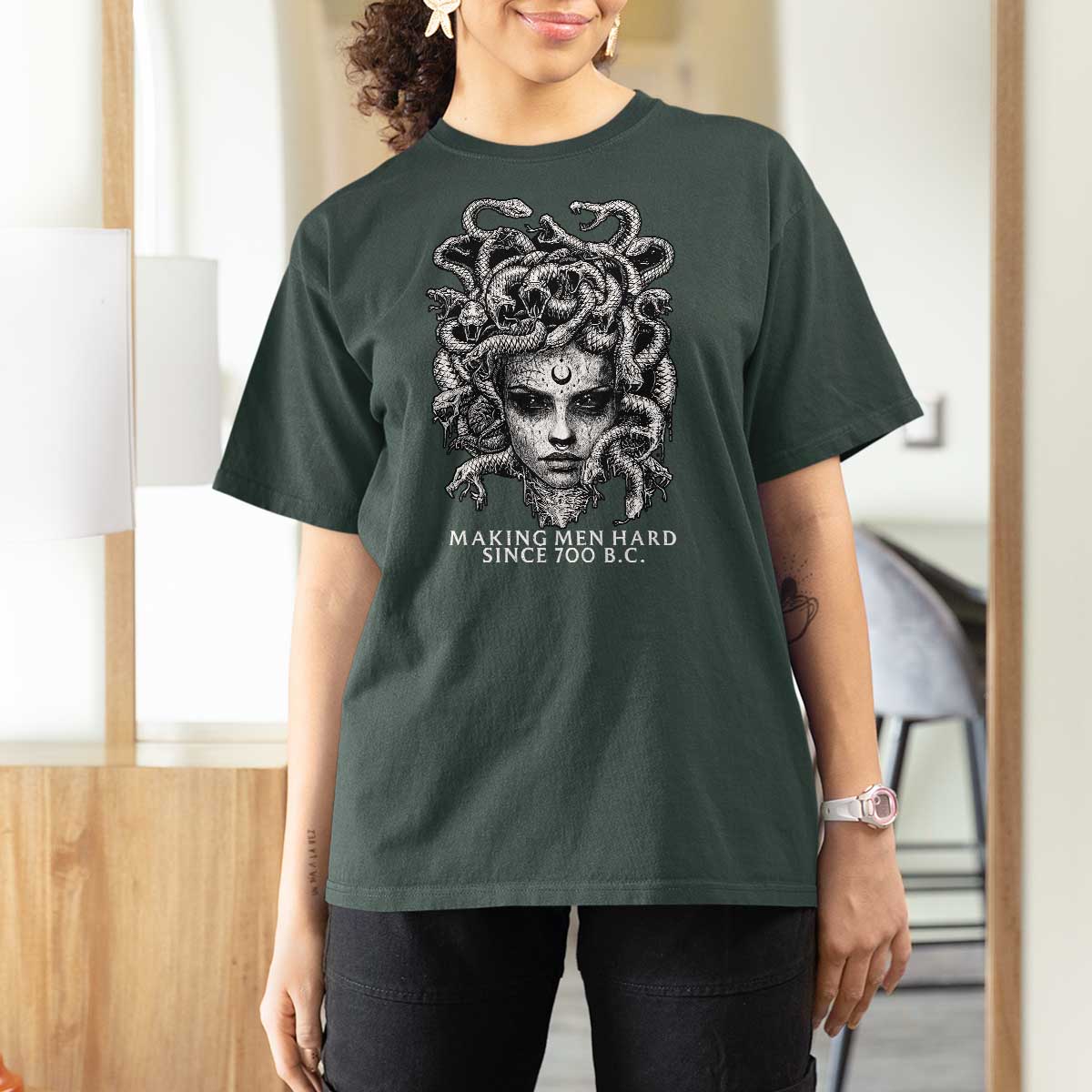 Funny Feminist Medusa T Shirt For Women Making Men Hard Since 700 B.C Dark Myth Ancient - Wonder Print Shop
