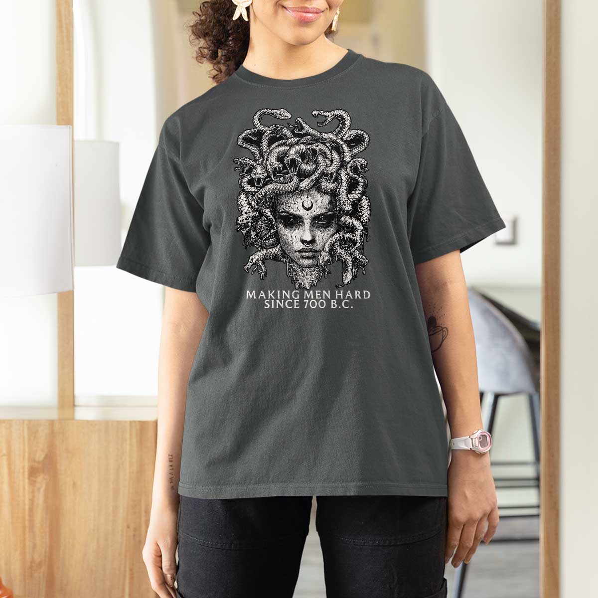 Funny Feminist Medusa T Shirt For Women Making Men Hard Since 700 B.C Dark Myth Ancient - Wonder Print Shop