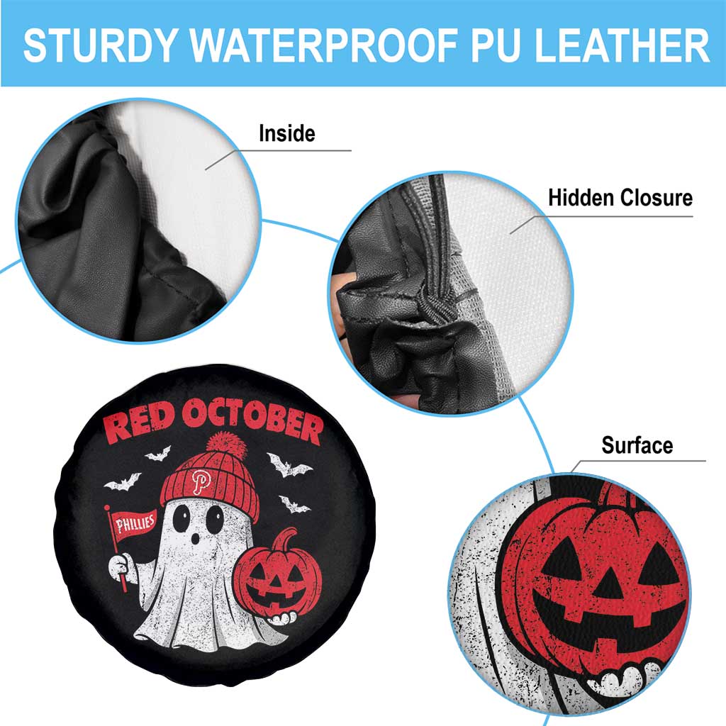 Red October Halloween Ghost Spare Tire Cover Philadelphia Spooky Pumpkin TS10