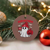 Red October Halloween Ghost Ceramic Ornament Philadelphia Spooky Pumpkin Baseball Fan - Wonder Print Shop