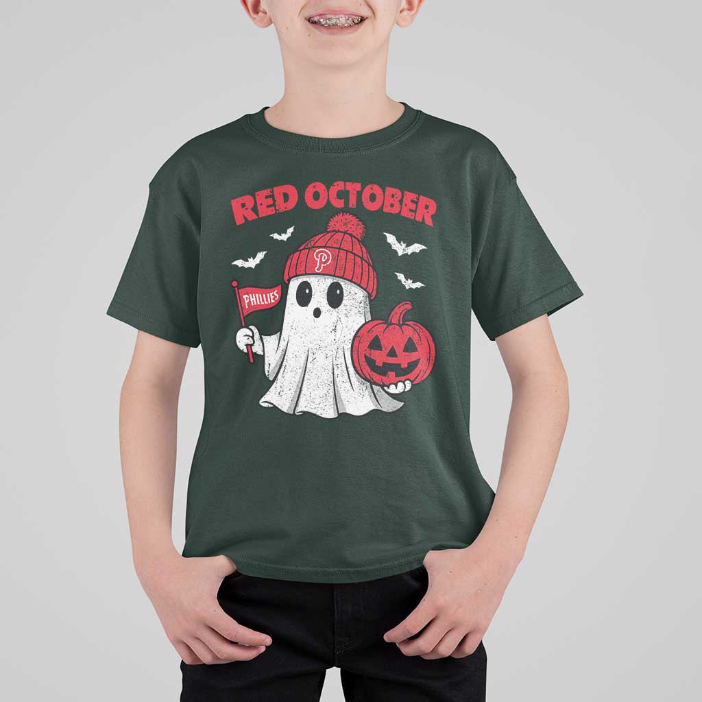 Red October Halloween Ghost T Shirt For Kid Philadelphia Spooky Pumpkin TS10
