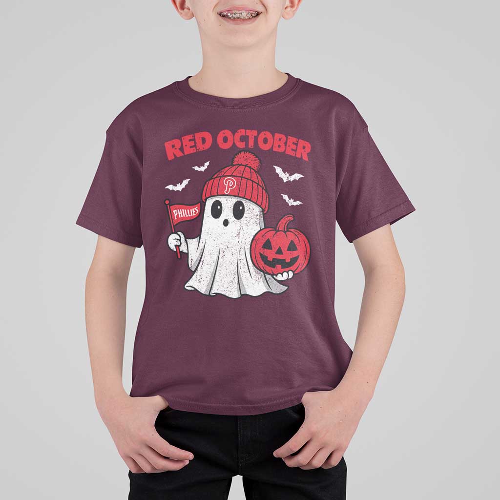 Red October Halloween Ghost T Shirt For Kid Philadelphia Spooky Pumpkin TS10