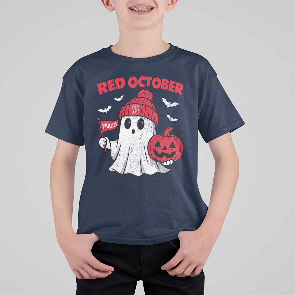 Red October Halloween Ghost T Shirt For Kid Philadelphia Spooky Pumpkin TS10