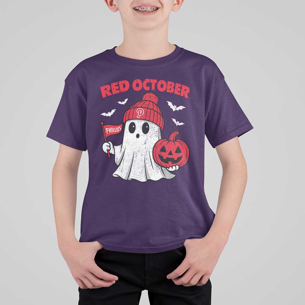Red October Halloween Ghost T Shirt For Kid Philadelphia Spooky Pumpkin TS10