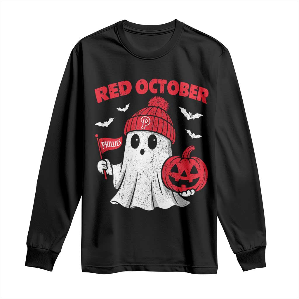 Red October Halloween Ghost Long Sleeve Shirt Philadelphia Spooky Pumpkin TS10