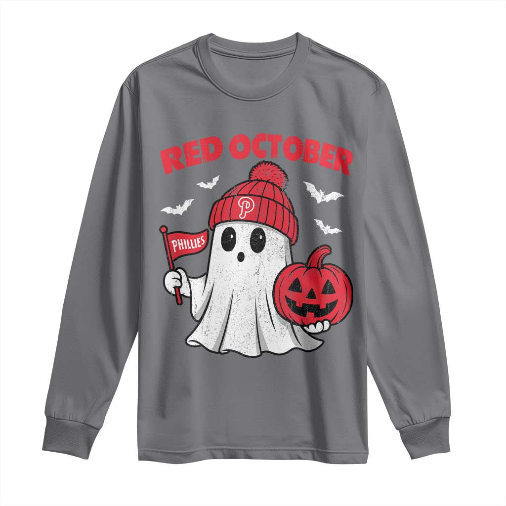 Red October Halloween Ghost Long Sleeve Shirt Philadelphia Spooky Pumpkin TS10