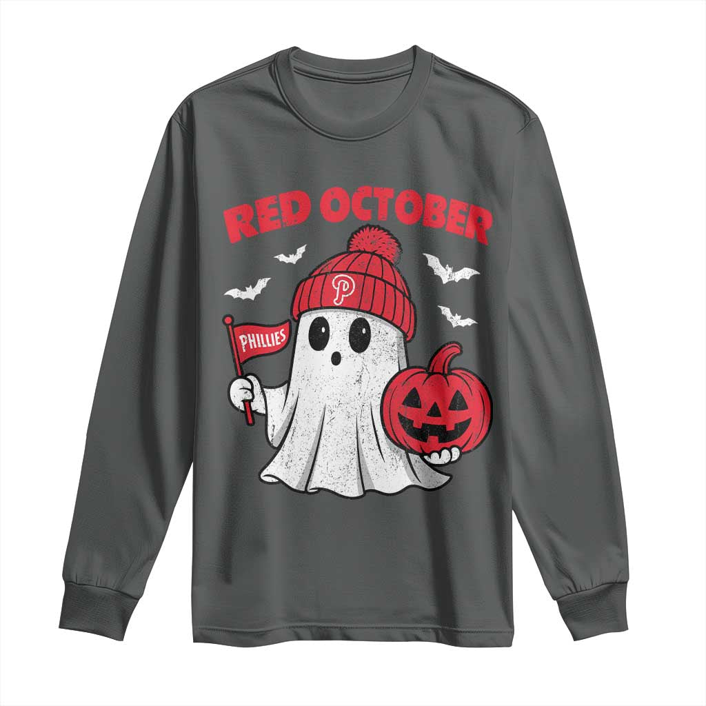 Red October Halloween Ghost Long Sleeve Shirt Philadelphia Spooky Pumpkin TS10