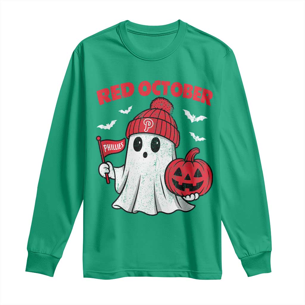 Red October Halloween Ghost Long Sleeve Shirt Philadelphia Spooky Pumpkin TS10