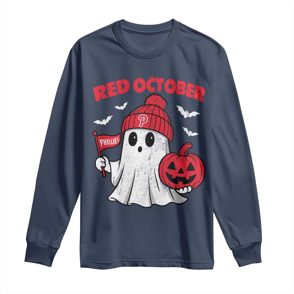 Red October Halloween Ghost Long Sleeve Shirt Philadelphia Spooky Pumpkin TS10