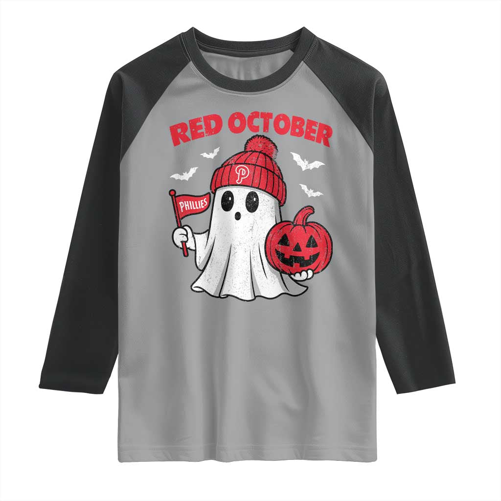 Red October Halloween Ghost Raglan Shirt Philadelphia Spooky Pumpkin TS10